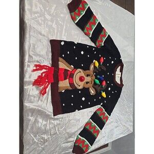 JOYIN Womens Light Up Reindeer Ugly Christmas Sweater Built-in Light Bulbs L